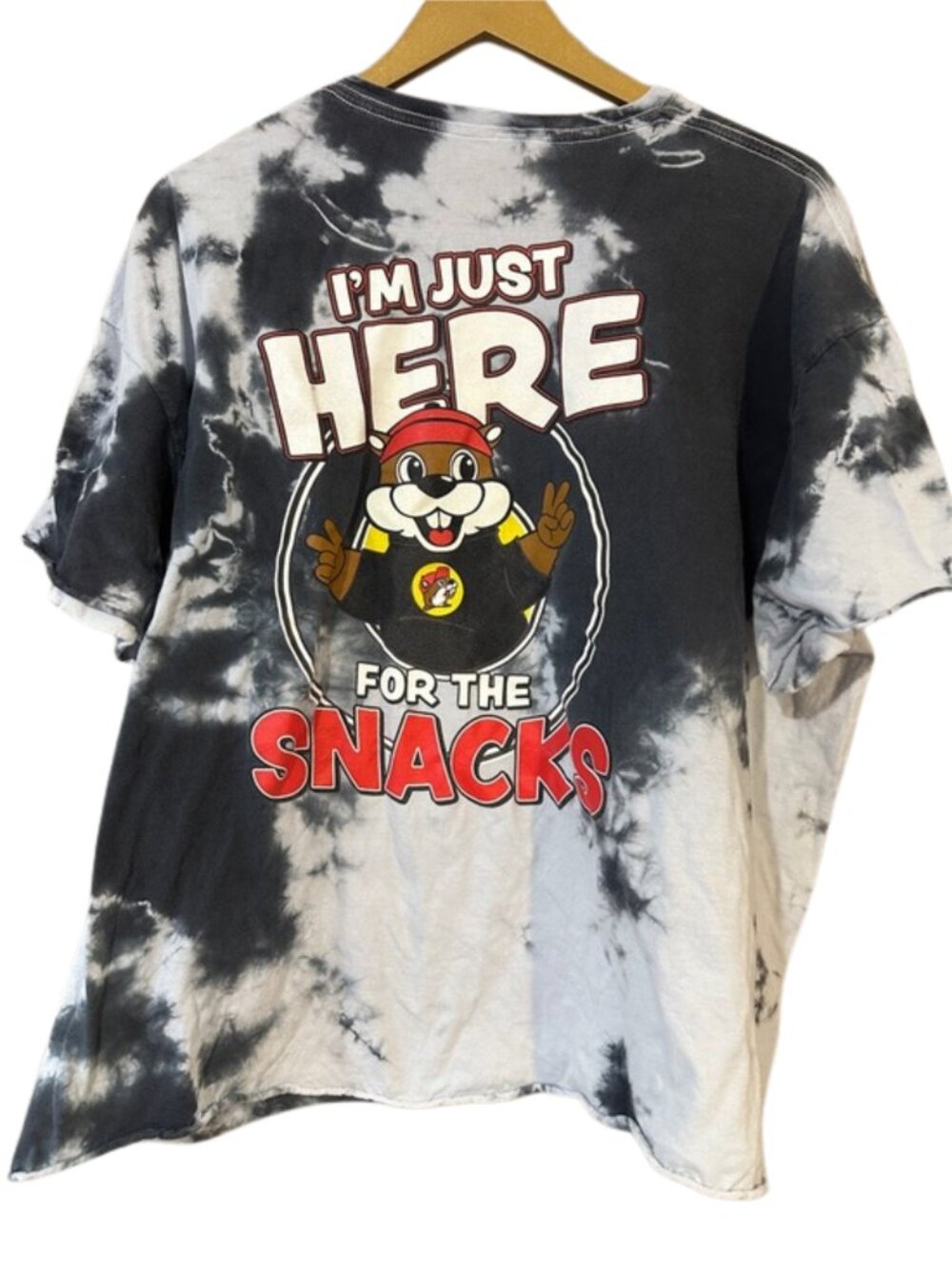 Buc-ee’s Tie Dye Graphic Tee “I’m Just Here for the Snacks” Beaver Shirt